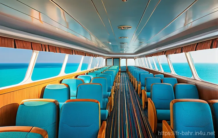 바레인과 카타르 해상교통 - **Prompt:** "A vibrant, wide-angle shot of a modern, sleek passenger and vehicle ferry gently glidin...