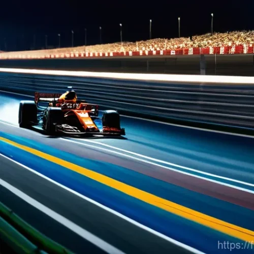 바레인의 자동차 레이싱 이벤트 - **Prompt:** "A thrilling wide-angle shot of a Formula 1 night race at the Bahrain International Circ...