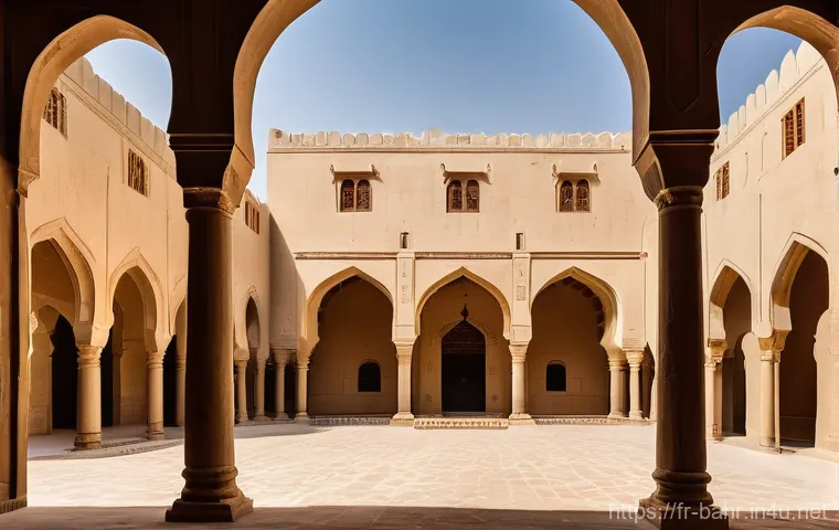 바레인의 역사적 성벽 - **"A majestic wide-angle view of Qal'at al-Bahrain (Bahrain Fort) at sunset. The ancient Portuguese ...