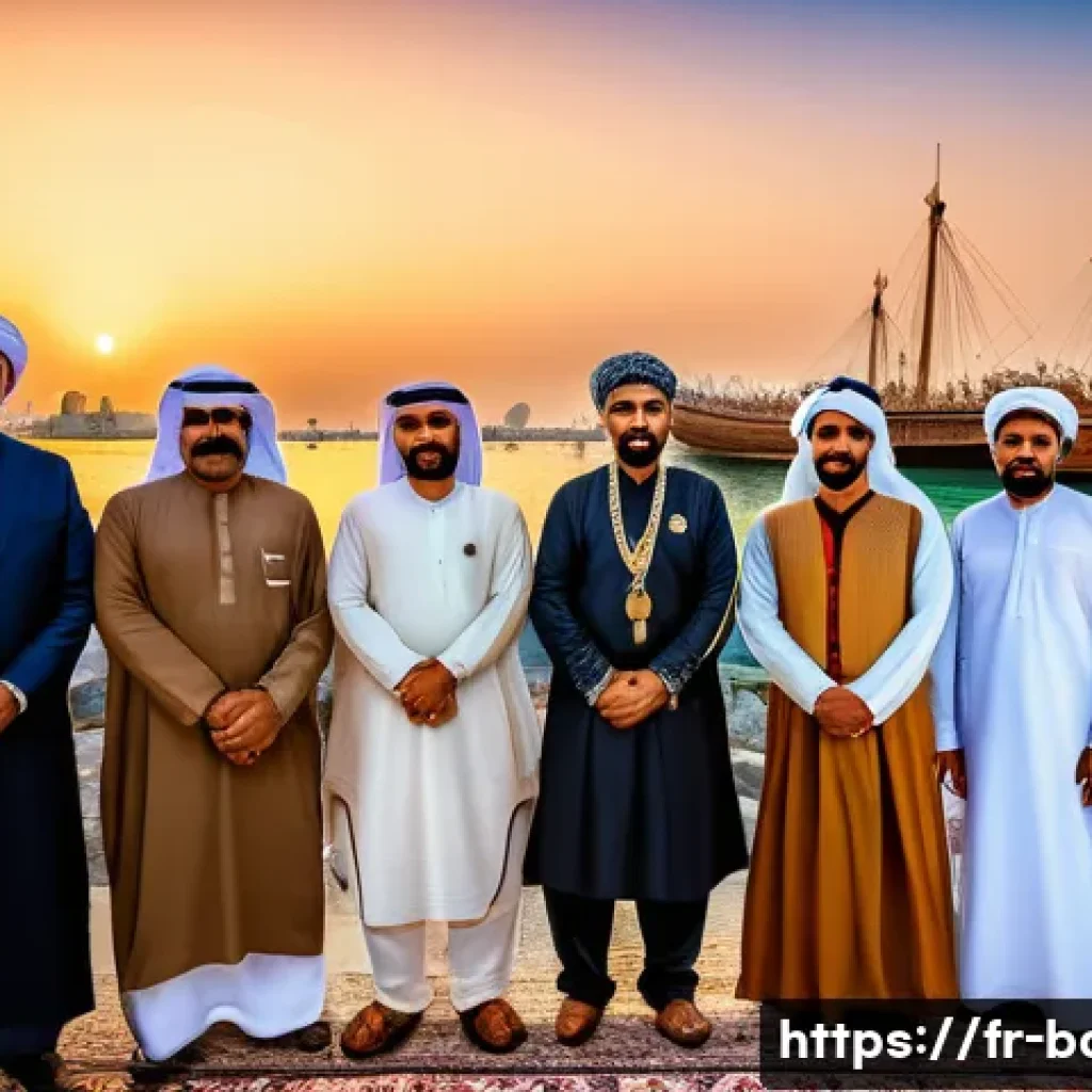 바레인 왕실의 역사 - A detailed scene of the Al Khalifa royal family during the 18th century in Bahrain, dressed in tradi...