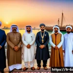 Home 22 바레인 왕실의 역사 - A detailed scene of the Al Khalifa royal family during the 18th century in Bahrain, dressed in tradi...