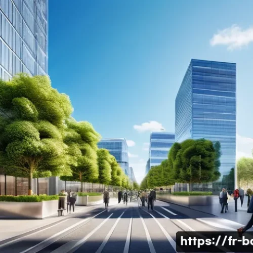 Home 33 바레인의 상업 지구 - A bustling modern business district in a major French city, featuring sleek glass office towers and ...
